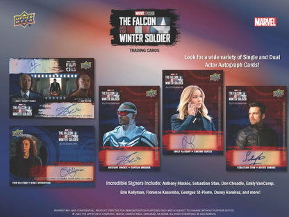 Advertisement for Upper Deck Marvel The Falcon and the Winter Soldier trading cards