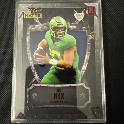 2023 Wild Card Bo Nix card from lot showcasing Oregon Ducks and Broncos highlights