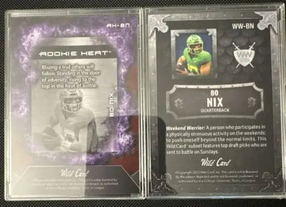 Two Wild Card Bo Nix trading cards from the 2023 Oregon Ducks and Broncos lot