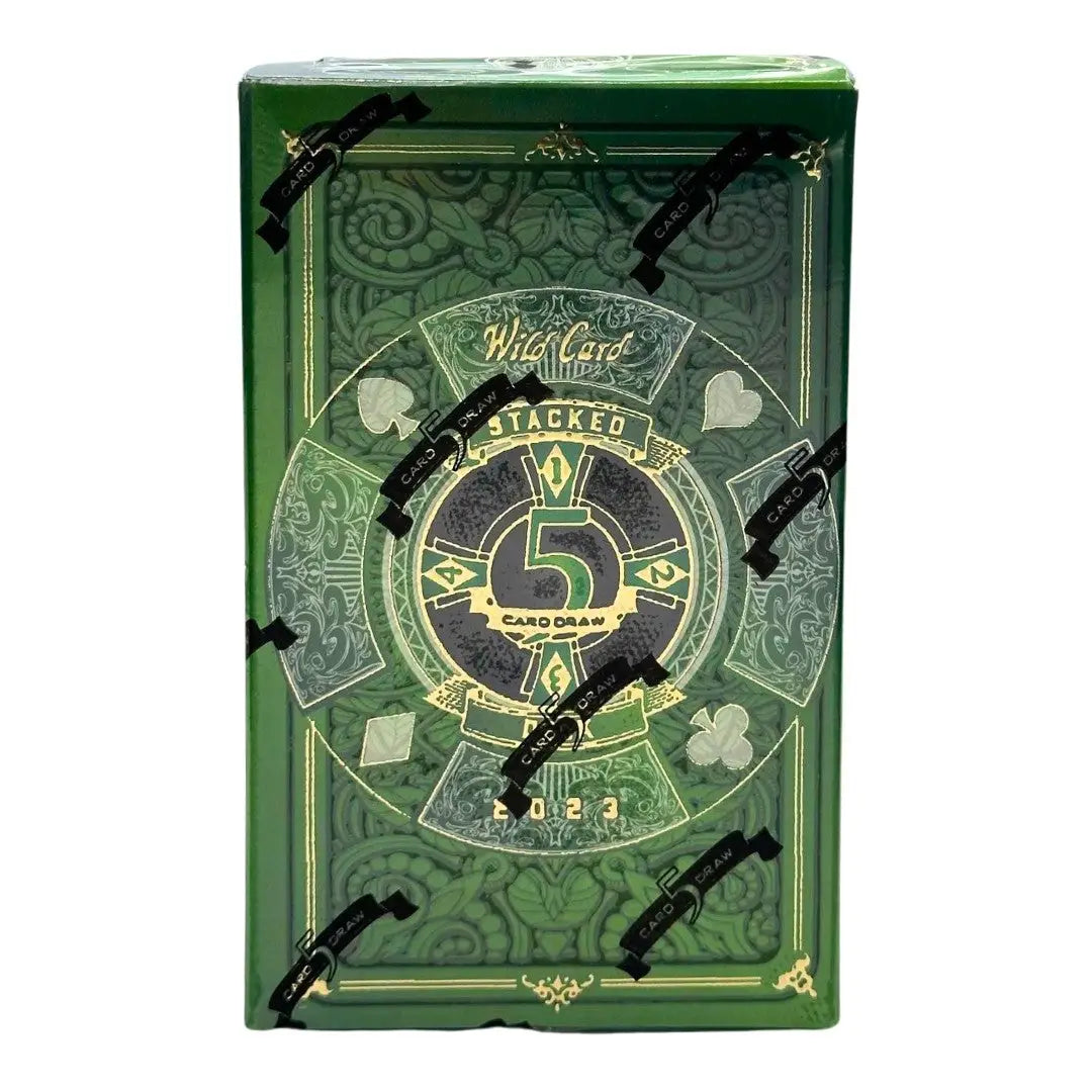 Green ornate playing card box featuring number 5, perfect for Anthony Estime fans