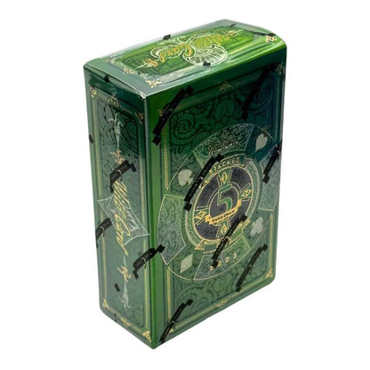 Ornate green metallic deck box with intricate clockwork in 2023 Wild Card Football Box