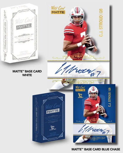 Ohio State trading cards in red uniform with on-card auto from 2023 Wild Card Hobby Box