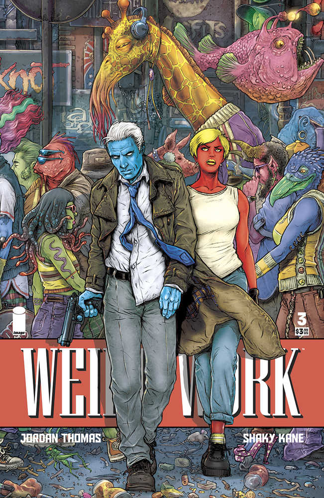 Colorful alien characters on Weird Work #3 comic cover, perfect for trading cards fans