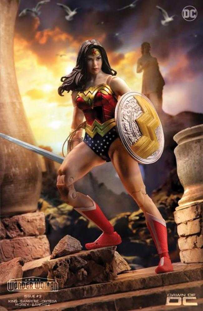 Wonder Woman in battle pose with shield and sword on Wonder Woman #3 Cover E card