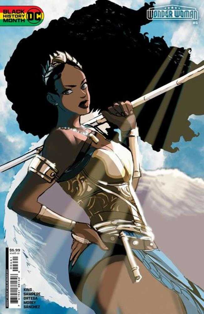 Wonder Woman #6 cover art featuring a warrior woman against a sky backdrop for trading cards