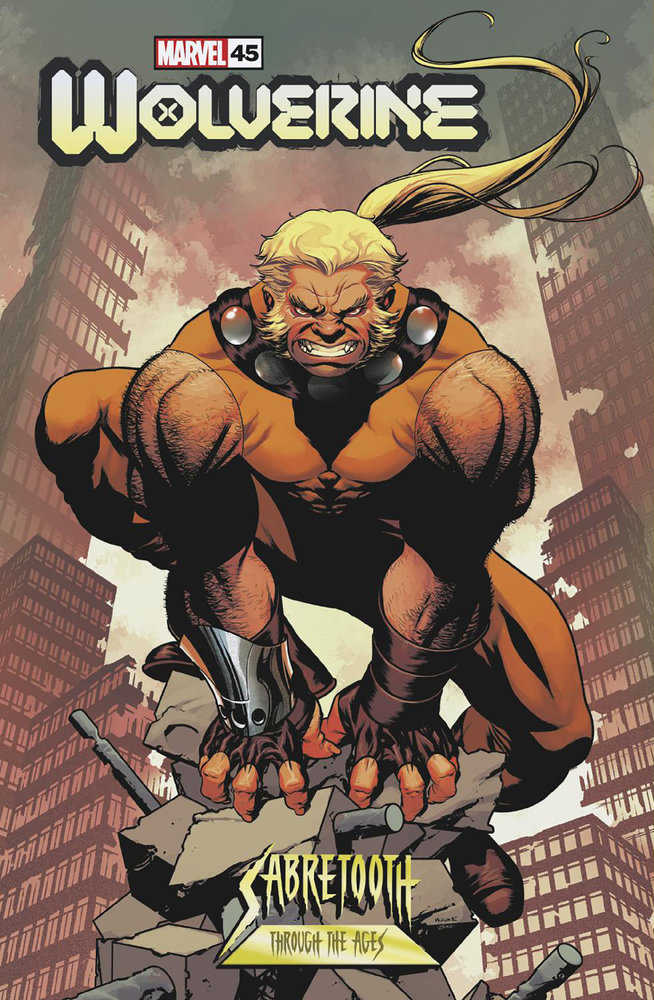 Comic book cover of Wolverine #45 featuring claws out in brown and tan costume