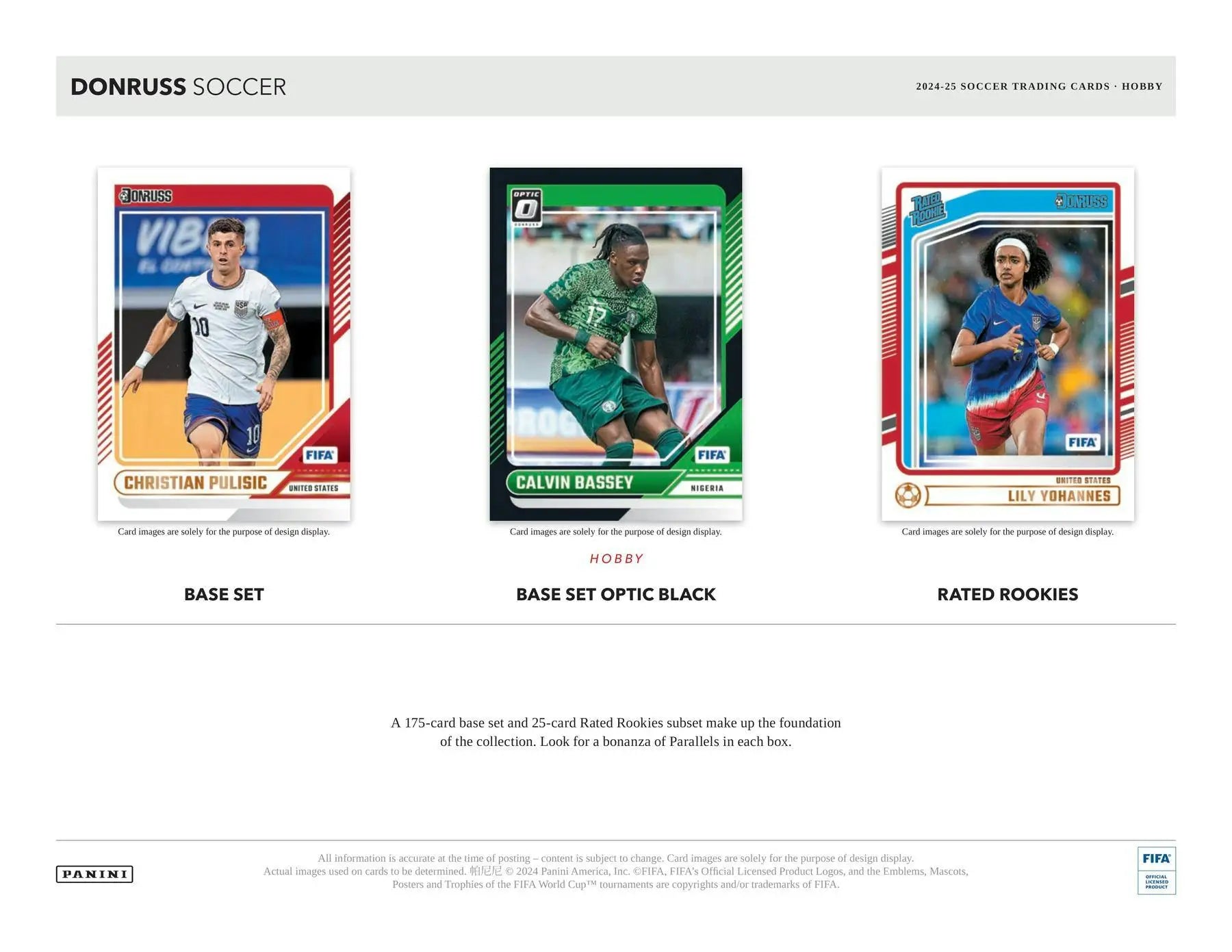 Three Donruss soccer trading cards featuring players in colorful uniforms, rated rookies