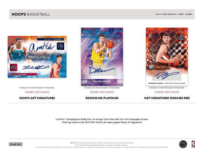 Advertisement for Panini Hoops basketball trading cards with autographed player cards