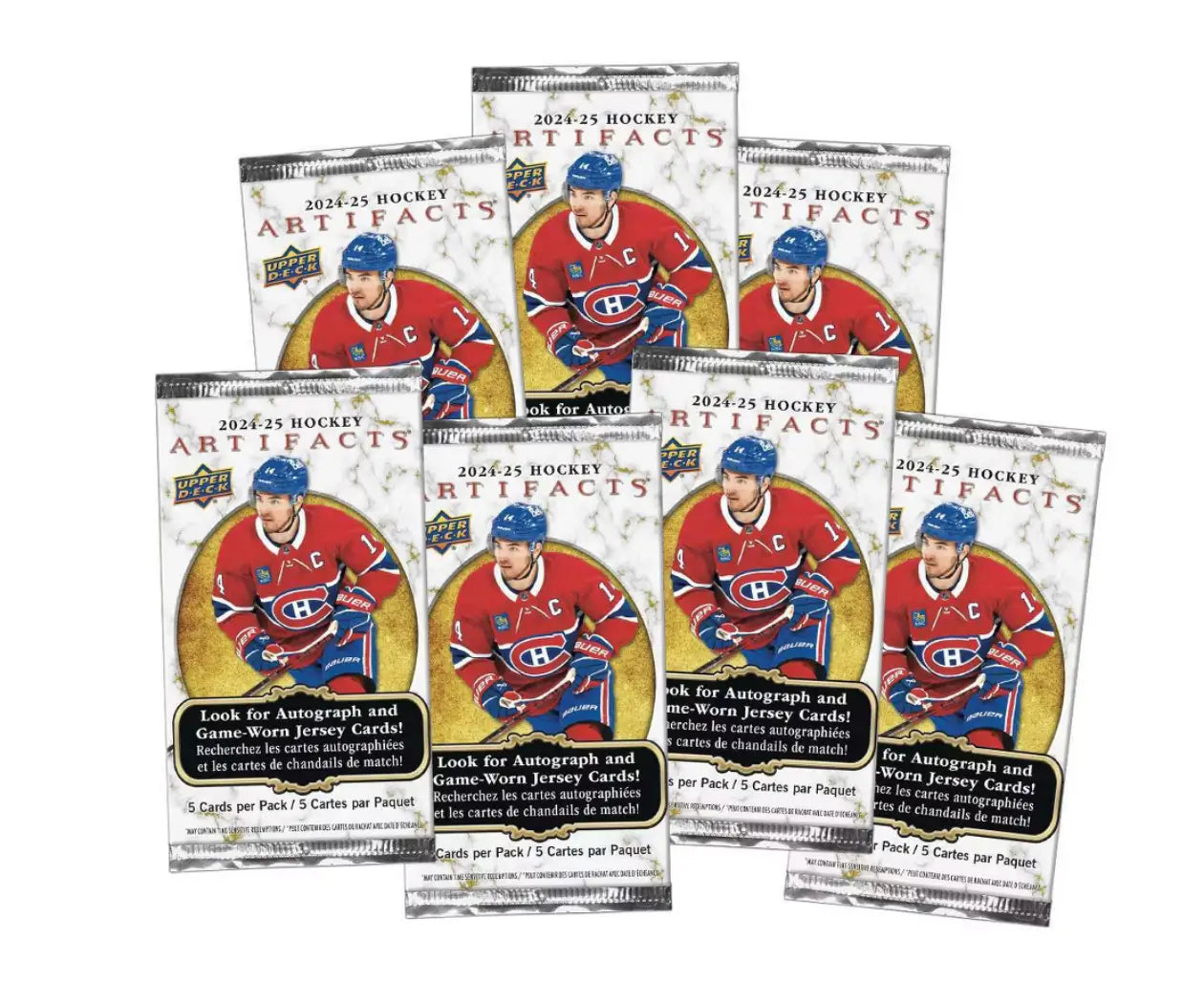 Multiple sealed packs of Upper Deck Artifacts Hockey featuring Montreal Canadiens players