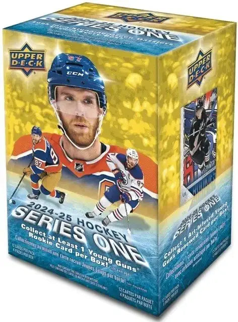 Upper Deck NHL hockey trading card blaster box featuring Edmonton Oilers player and Young Guns