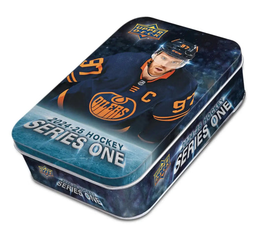 2024/25 Upper Deck Series 1 Hockey Tin with Edmonton Oilers Young Guns cards