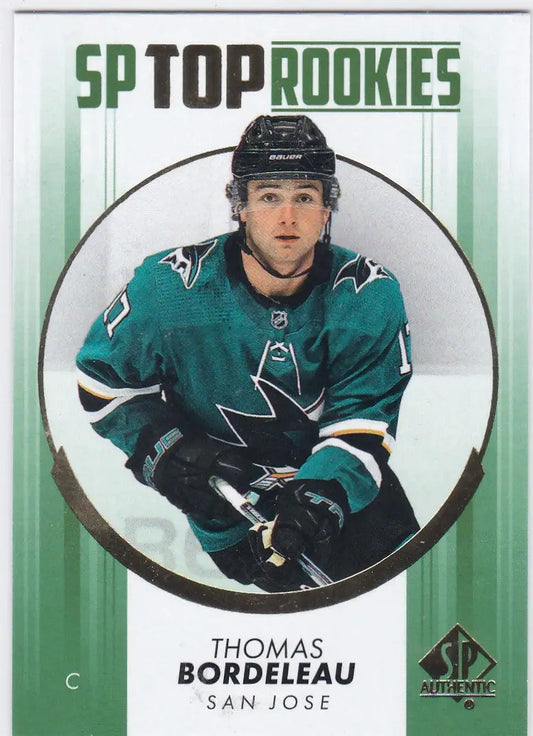 Hockey trading card of Thomas Bordeleau Green from Upper Deck San Jose Sharks collection