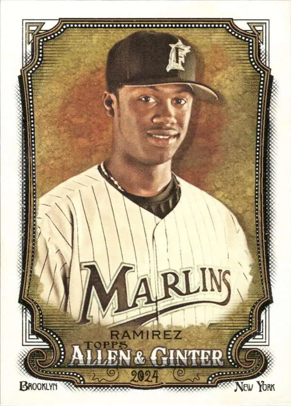 Hanley Ramirez Miami Marlins baseball card in pinstriped home uniform