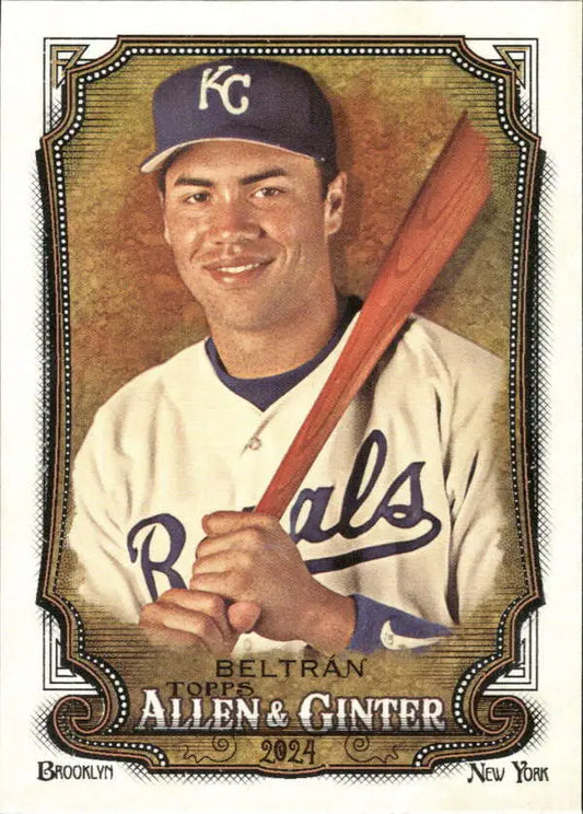 Kansas City Royals Baseball Card of Carlos Beltran holding a bat in 2024 Allen & Ginter