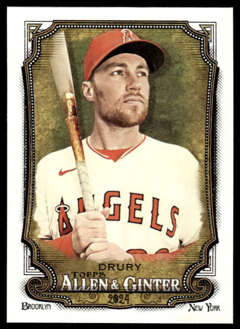 Brandon Drury in white home jersey on 2024 Allen & Ginter Los Angeles Angels baseball card