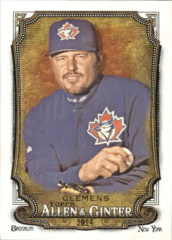 Toronto Blue Jays baseball card of Roger Clemens in team uniform and cap