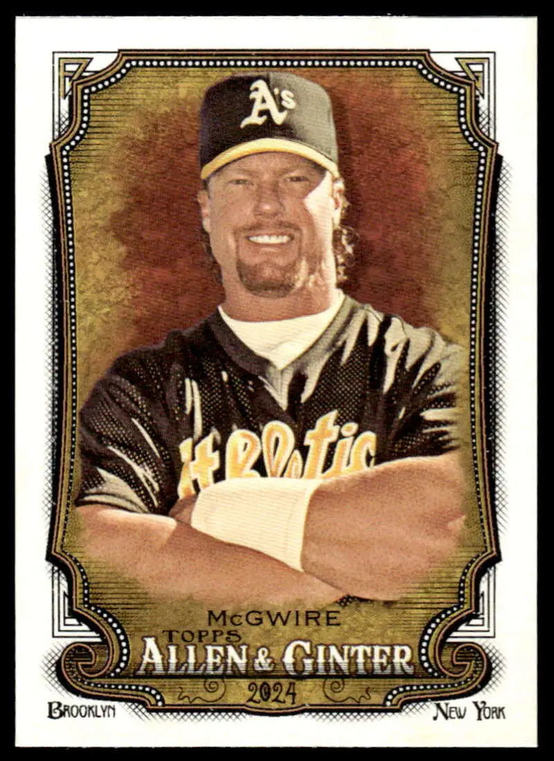 2024 Allen & Ginter #225 Mark McGwire Oakland Athletics Baseball Card in black uniform