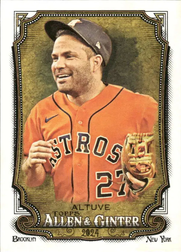 Houston Astros Jose Altuve baseball card in orange jersey number 27, 2024 Allen & Ginter