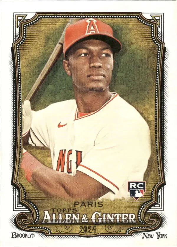 Kyren Paris Los Angeles Angels baseball card in white uniform with red cap