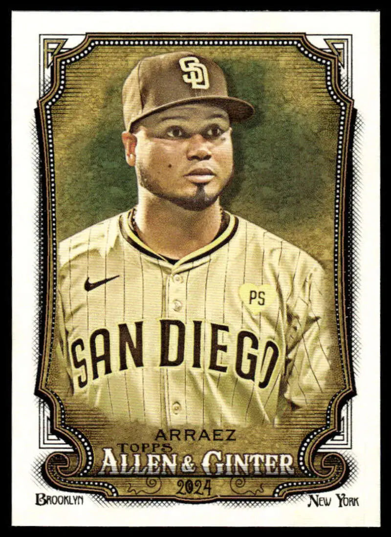 Luis Arraez San Diego Padres Baseball Card from 2024 Allen & Ginter in pinstriped uniform