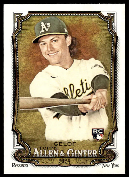 Baseball card of Zack Gelof in Oakland Athletics uniform from 2024 Allen & Ginter series