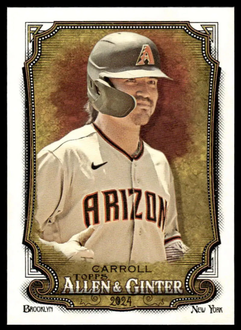 Corbin Carroll Arizona Diamondbacks baseball card in home uniform with batting helmet