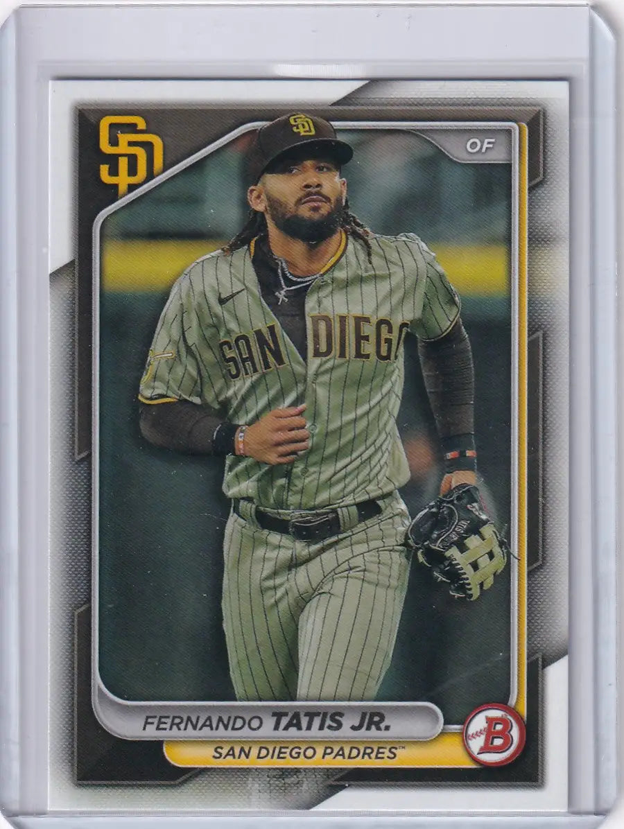 Baseball trading card of Fernando Tatis Jr. in San Diego Padres camo pinstripes