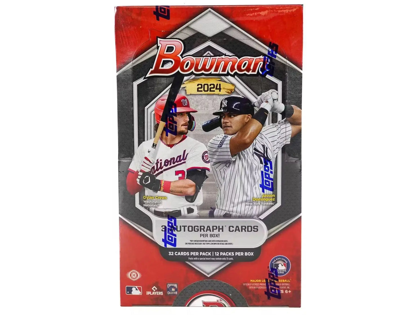 2024 Bowman Baseball HTA Hobby Jumbo Box with Red and Black design featuring Refractor parallels