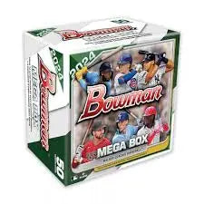 2022 Bowman Baseball Mega Box featuring vibrant baseball-themed graphics on packaging