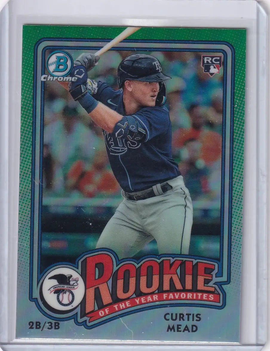 Baseball rookie card of Curtis Mead from Tampa Bay Rays in batting stance