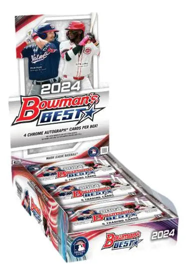 Display box of 2024 Bowman Best Baseball Hobby Box featuring premium trading cards