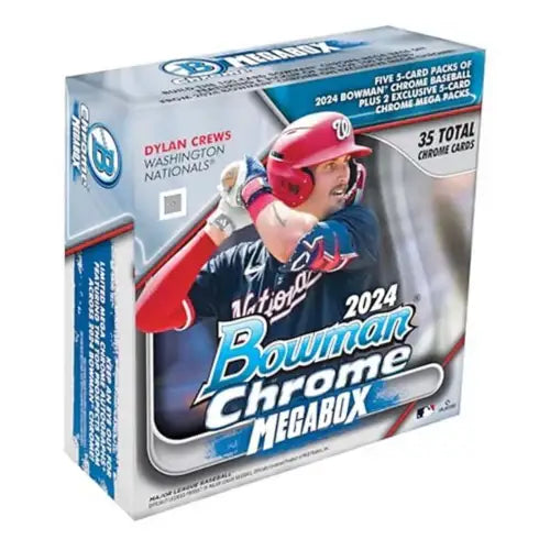 2024 Bowman Chrome Mega Box featuring Washington Nationals player baseball card product