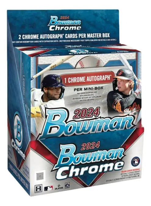 2024 Bowman Chrome Baseball Hobby Box showcasing MLB players on vibrant packaging