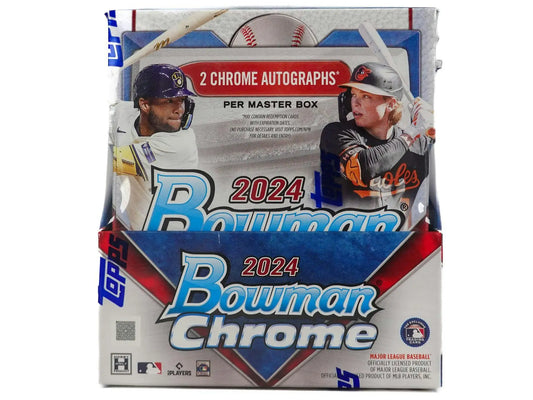 2024 Bowman Chrome Baseball Hobby Box with MLB branding and 2 chrome autographs