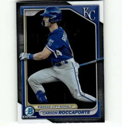 Baseball card of Carson Roccaforte from 2024 Bowman Chrome Prospects with original gloss