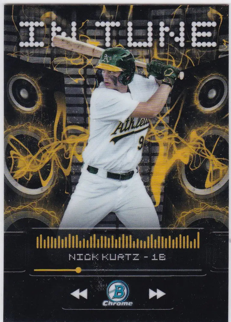 Baseball card of Nick Kurtz Oakland Athletics from 2024 Bowman Draft In Tune series