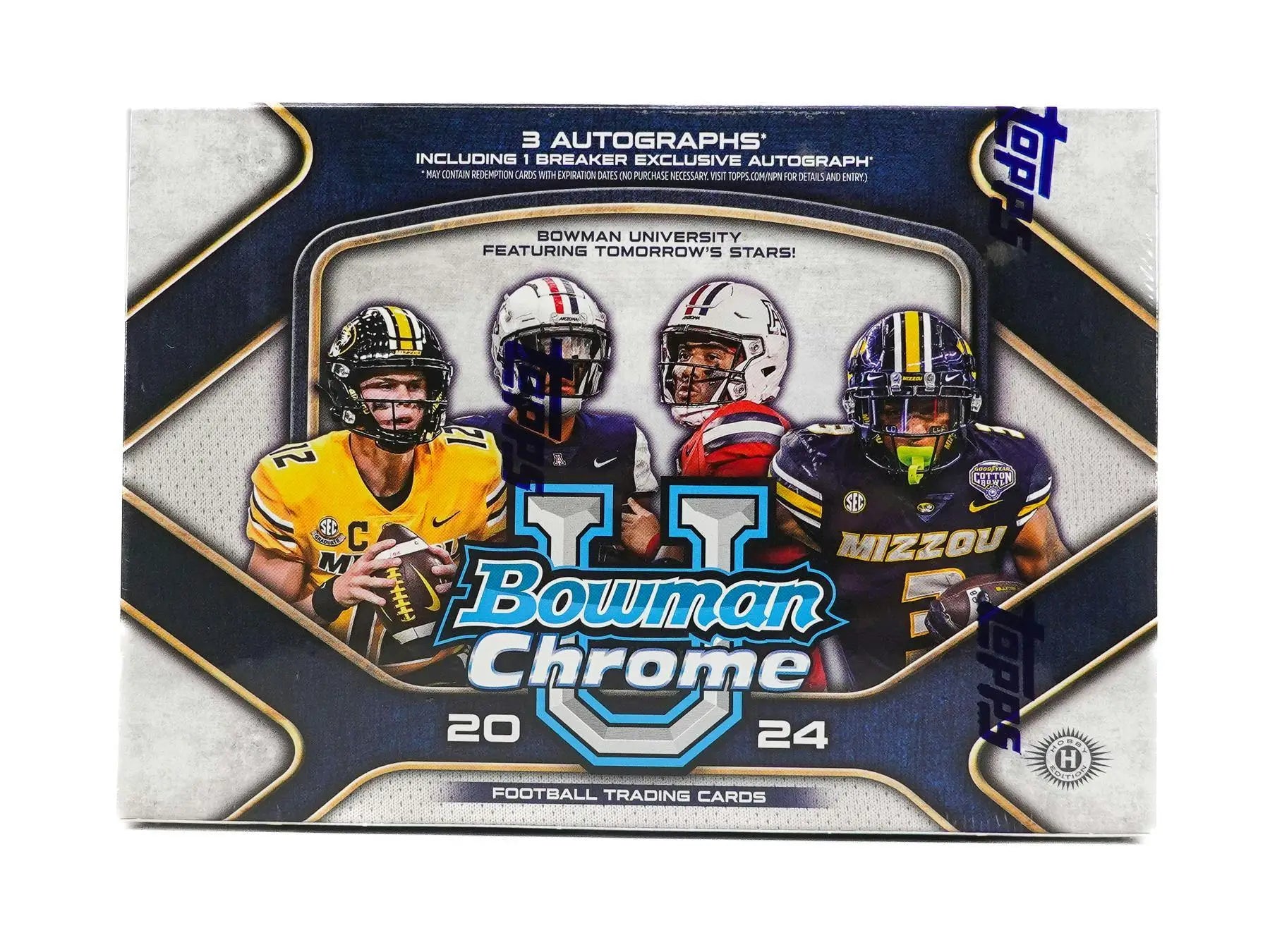 2024 Bowman University Chrome Football Breaker Delight Box with orange refractor cards