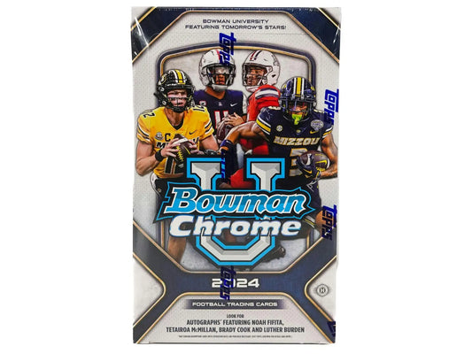 2024 Bowman University Chrome Football Hobby Box with orange refractor football players