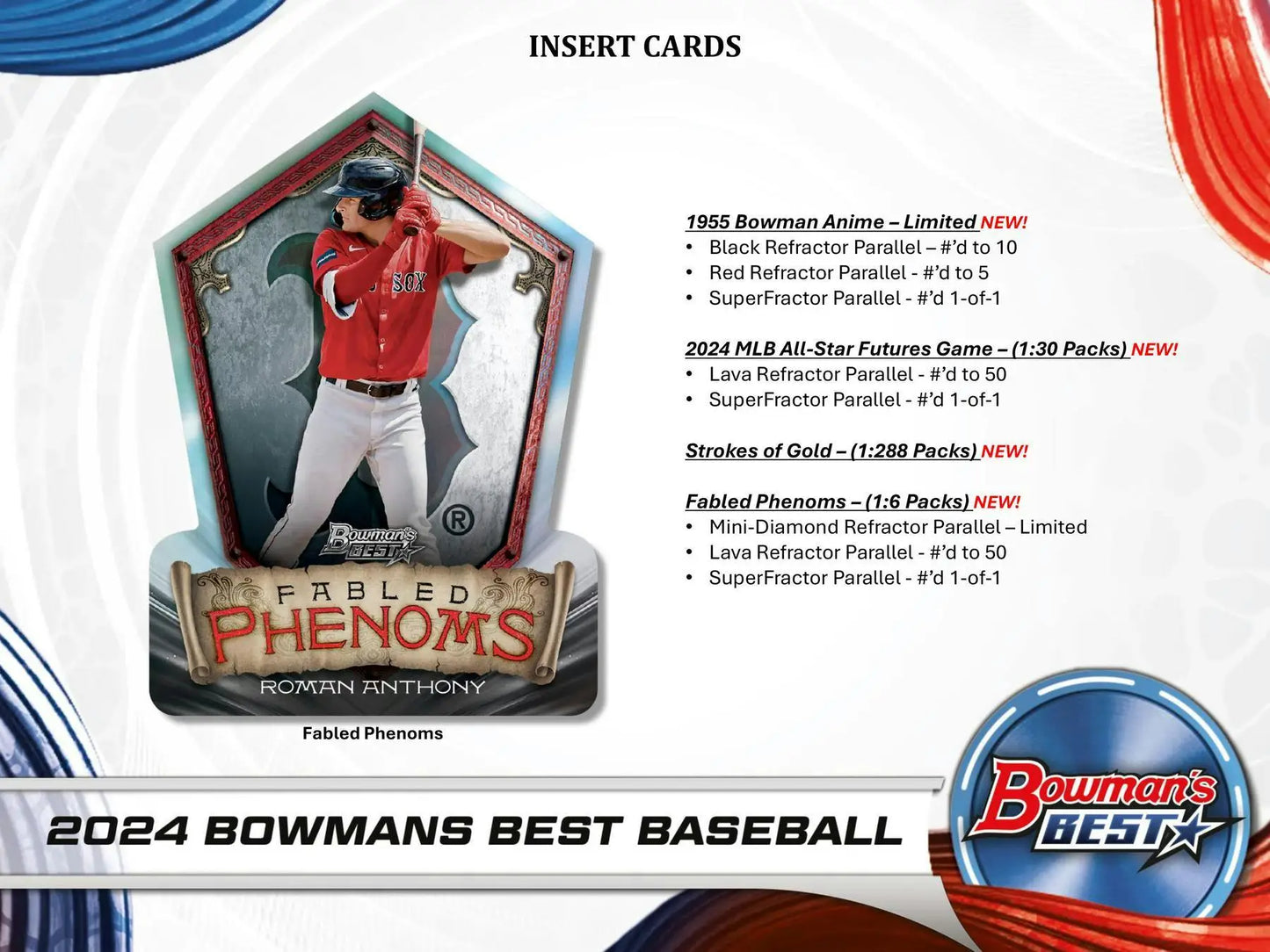 Baseball card in red uniform making throw in 2024 Bowman’s Best hobby box refractor parallel