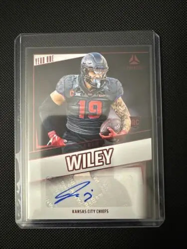 Signed Jared Wiley Kansas City Chiefs football card from Certified RC and Luminance Year Auto