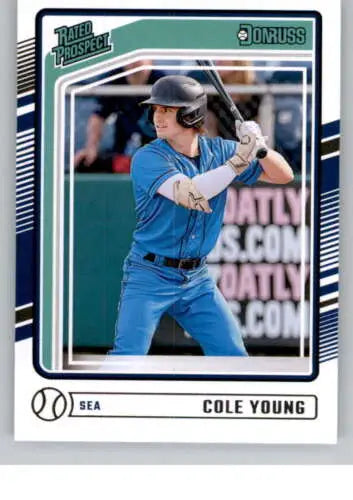 Cole Young baseball card from 2024 Donruss, Rated Prospect with original gloss finish