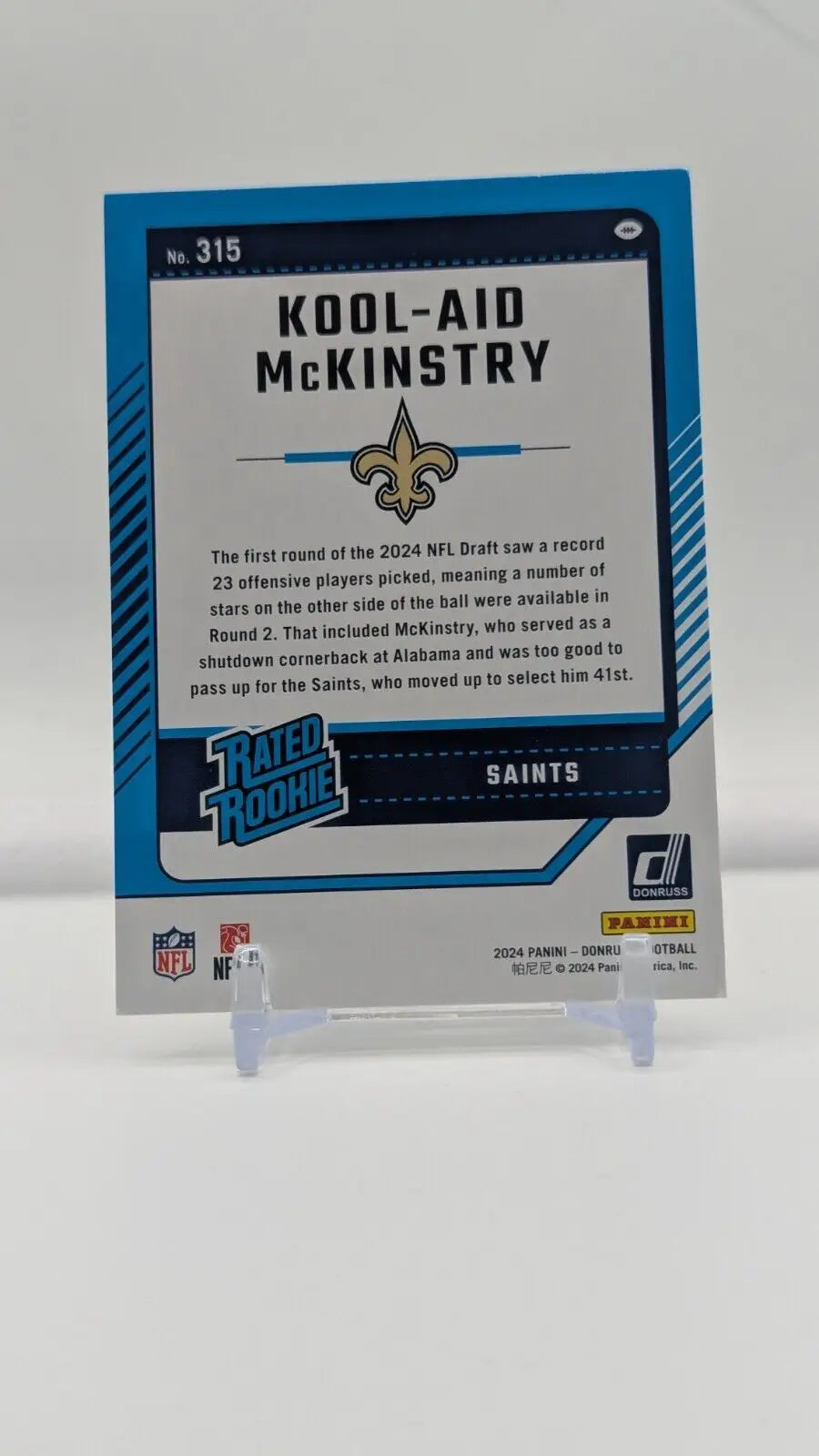 2024 Donruss #315 Kool-Aid McKinstry Rookie Card for New Orleans Saints collectible