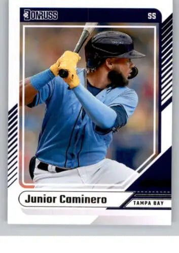 Junior Caminero baseball card 2024 Donruss #40 with original gloss for Rays collectors