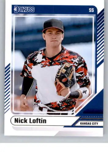 Nick Loftin baseball card from 2024 Donruss, featuring original gloss and Royals design