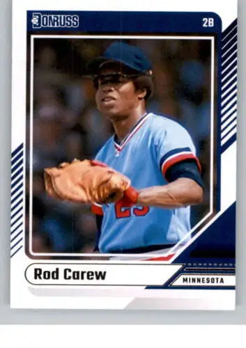 Rod Carew baseball card from 2024 Donruss featuring original gloss and NM-MT condition