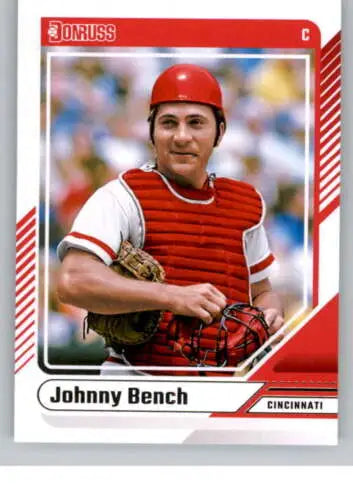 Johnny Bench 2024 Donruss #61 baseball card with original gloss, Reds collectible