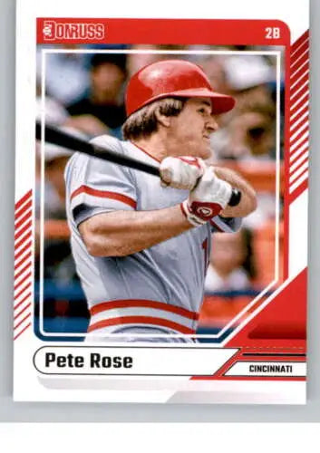 Pete Rose baseball card from 2024 Donruss #64 with original gloss, Reds edition