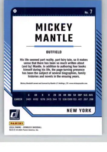 2024 Donruss #7 Mickey Mantle NM-MT Yankees original gloss collectible card