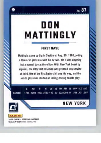 2024 Donruss #87 Don Mattingly NM-MT Yankees original gloss baseball card