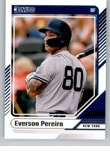 Baseball card of Everson Pereira in New York Yankees jersey number 80, original gloss